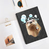Otter notebook. Notebook with an otter design on the cover. Otter with bubble pipe on the cover of a spiral bound lined notebook. Gift for him.