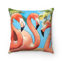 Flamingo throw pillow for couch, Tropical themed home decor, Flamingo throw pillows, gifts for bird lovers, unique throw pillows