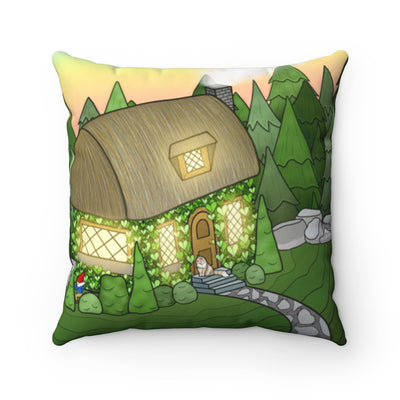 Gnome cottage throw pillow