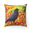 Crow Throw Pillow, Decorative Couch Pillow with Crow Design, gifts for bird lovers, gift for witches, gift for wiccans