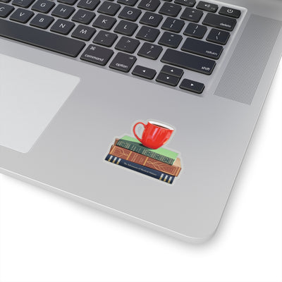 Biblio: Bookworm Sticker, Red Mug and Books