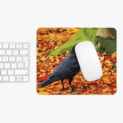 Crow in Leaves Mouse Pad (two shapes)