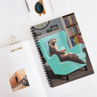 Funny Otter notebook. Unique Gift for men. Spiral Bound lined notebook with otter design.