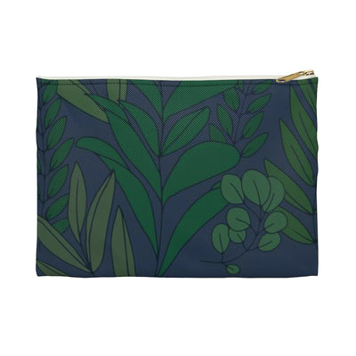 Deep Floral Flat Zip Accessory Pouch