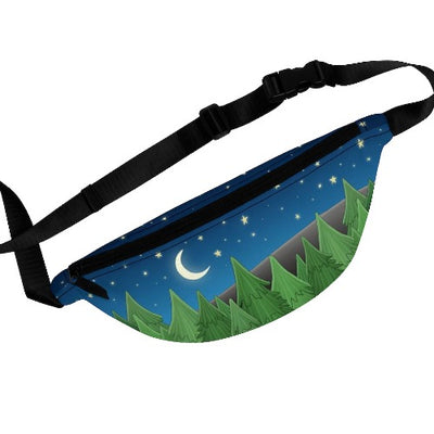 Forest Fanny Pack. Fanny pack with forest design, trees, and night sky.