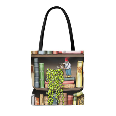 gnome tote bag, gnome tote bags, unique tote bags for books, book tote bag, gifts for book lovers