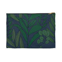 Deep Floral Flat Zip Accessory Pouch