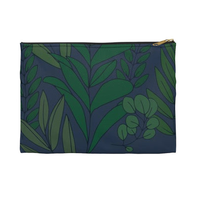 Deep Floral Flat Zip Accessory Pouch