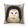 Barn owl throw pillow, Decorative throw pillow for couch with bird design in shades of neutral gray and brown, Great gift for bird lovers, Unique throw pillow