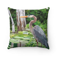 Great blue Heron throw pillow, heron pillow, heron decor, unique throw pillow, bird throw pillow for couch