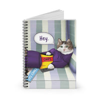 cat with remote notebook, funny cat notebook, cat notebook