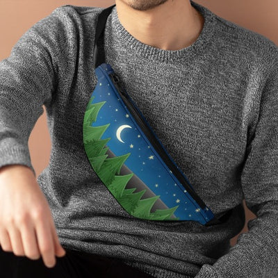 Forest Fanny Pack. Fanny pack with forest design, trees, and night sky.