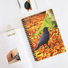 Crow notebook. Lined spiral bound notebook with a crow design. Gift for Bird lovers.