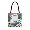 typewriter tote bag, teacup tote bag for readers
