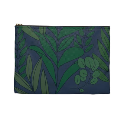 Deep Floral Flat Zip Accessory Pouch