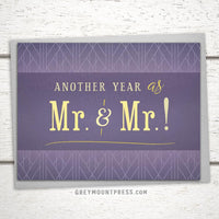 Same sex anniversary card, Another year as Mr. and Mr., Gay Anniversary Card, LGBTQ anniversary card for friends, anniversary card for gay couple