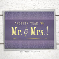 Classy anniversary card, Another Year as Mr. and Mrs. card, sweet anniversary card for friends