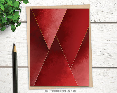 blank greeting card with red abstract artwork