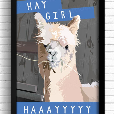 Funny alpaca wall art work. Alpaca decor. Alpaca artwork.