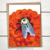 Bumblebee greeting card, The image on the card shows a bumblebee perched on a flower, bee birthday card, bee birthday cards for gardeners