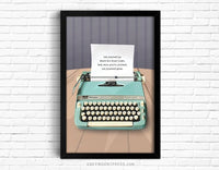 typewriter art print, wall art for writers, typewriter wall art, typewriter decor, 5x7 art prints, 11x17 art prints, typewriter gifts, book related gifts, book themed wall art, gifts for writers