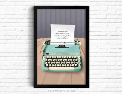 typewriter art print, wall art for writers, typewriter wall art, typewriter decor, 5x7 art prints, 11x17 art prints, typewriter gifts, book related gifts, book themed wall art, gifts for writers