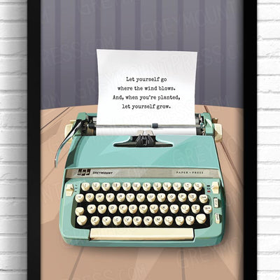 typewriter art print, wall art for writers, typewriter wall art, typewriter decor, 5x7 art prints, 11x17 art prints, typewriter gifts, book related gifts, book themed wall art, gifts for writers