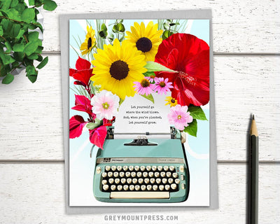Booklover's Collection: Typewriter in Bloom Card