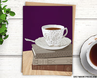 Card for bookworms teacup card