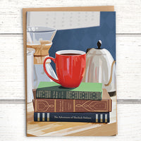 Coffee Greeting Card for booklovers