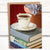 Booklover's Collection: Teacup greeting card with purple succulent and books