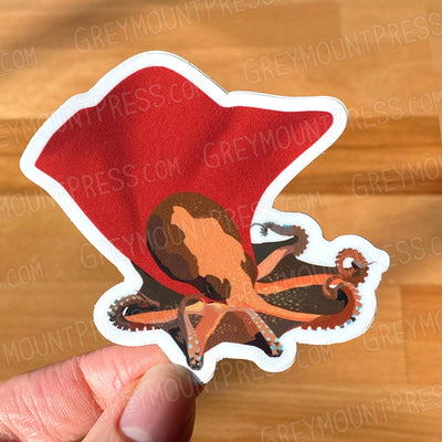 Octopus sticker. Vinyl octopus water bottle sticker.