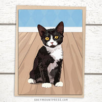 Tuxedo Cat Card for Cat Lovers, Black and White Cat Card, cat cards, cat greeting card, cat greeting cards, blank cat cards