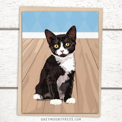 Tuxedo Cat Card for Cat Lovers, Black and White Cat Card, cat cards, cat greeting card, cat greeting cards, blank cat cards