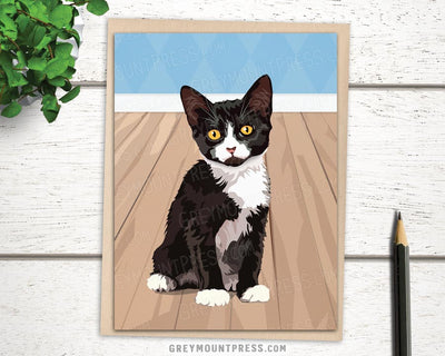 Tuxedo Cat Card for Cat Lovers, Black and White Cat Card, cat cards, cat greeting card, cat greeting cards, blank cat cards