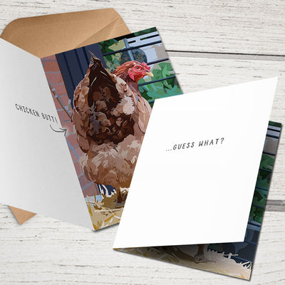 Guess what chicken butt card, funny cards for friends, just because cards, funny greeting card, guess what chicken butt cards, chicken birthday card