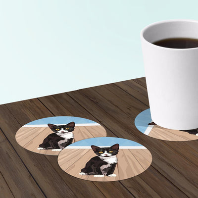 Cat Tuxedo Cat Coasters: Bar Coaster 6-Piece Set
