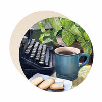 Coffee and typewriter coasters. Paper bar coaster set.