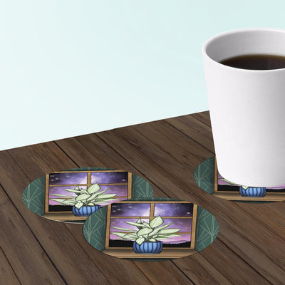 House Plant coaster set. Paper coasters. Bar coasters.