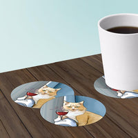 Funny cat coaster set of paper bar coasters.