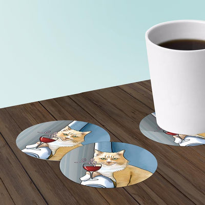 Funny cat coaster set of paper bar coasters.