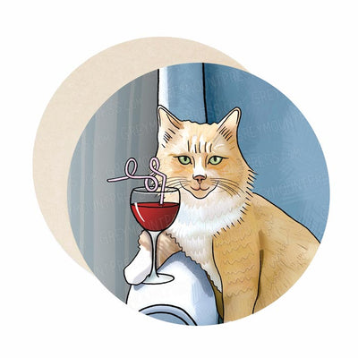 Funny cat coaster set of paper bar coasters.
