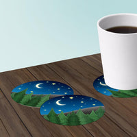 Forest scene coaster set of paper bar coasters.