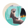 Otter coaster set of paper bar coasters. Otter with cocoa coaster set.