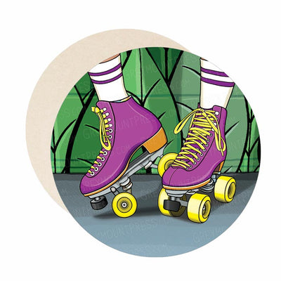Roller skate coaster set of paper bar coasters. Rollerskate decor.