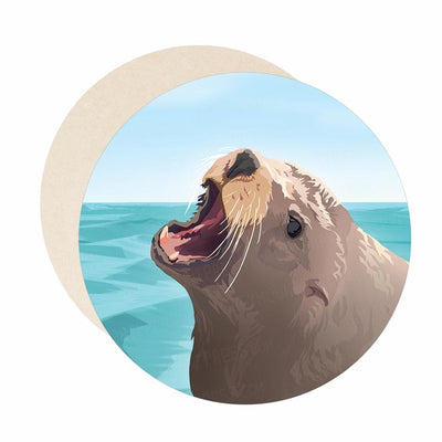 Sea Lion coaster set of paper bar coasters.