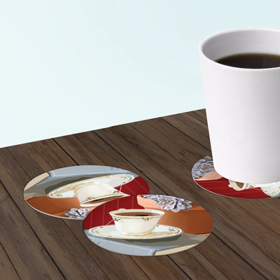teacup and succulent coaster set paper