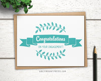 Engagement congratulations card. Congrats card.