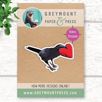 Crow With Heart Sticker