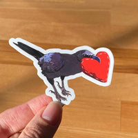 Crow With Heart Sticker